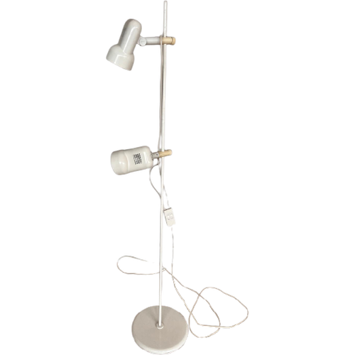 Witte Vintage Vloerlamp Met 2 Verstelbare Lampen