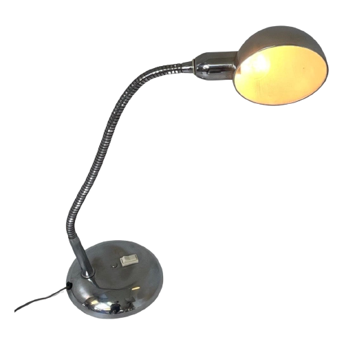 Table/Desk Lamp - Chrome - Gooseneck - Powerswitch On Base - Bayonet Socket