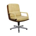 1X Vintage Office Chair/Conference Chair In Leather And Wood By Eugen Schmidt, 1960S thumbnail 1