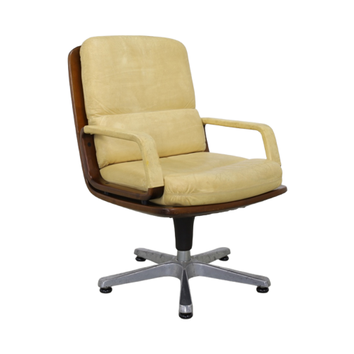 1X Vintage Office Chair/Conference Chair In Leather And Wood By Eugen Schmidt, 1960S