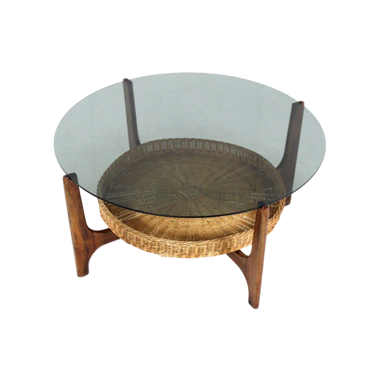 Ronde Vintage Salontafel Met Lectuurhouden 'hilla' 1
