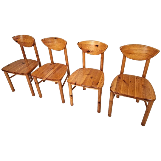 Set Van 4 Vintage Daumiller Grenen Eetkamerstoelen 1