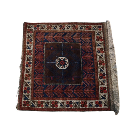 Vintage Vierkant Oosters Vloer/ Sierkleedje Met Mooie Kleuren 76x76cm 1