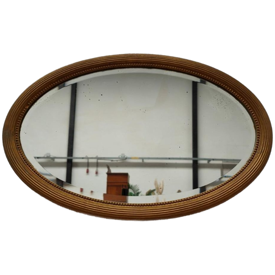 Vintage Goudkleurige Hollywood Regency Barok Rococo Spiegel Schouwspiegel Ovaal. 1