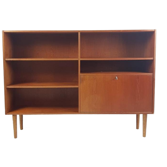 Vintage Deense Boekenkast | Klepkast | Wand Kast Teak 1