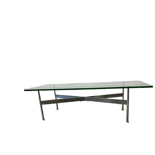 Vintage Chromen Salontafel / Coffee Table Met Glas 1