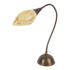 Vintage Art Deco Bureaulamp Koper Glas ‘50 Flex Neck Lamp thumbnail 1