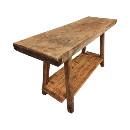 Oude Werktafel Sidetable Badkamermeubel Eikenhout 48X144 Cm