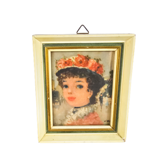 Miniatuur - Litho - Aquarel - Houten Lijst - Frankrijk - 1e Kwart 20e Eeuw 1