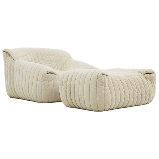 Beige Cinna Sandra Fauteuil En Poef Ligne Roset 1