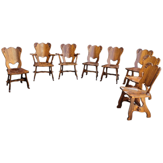 8 X Oirschot Meeuwis / Oak Dining Chairs / 2 X Arm Rest / 1970s 1