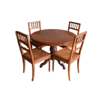 Prachtige Ronde Antieke Mahonie Eettafel Met 4 Stoelen, Inclusief Bezorgen. thumbnail 1