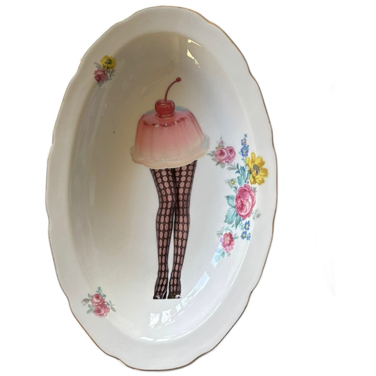 Vintage Wandbord Pudding Roze 1