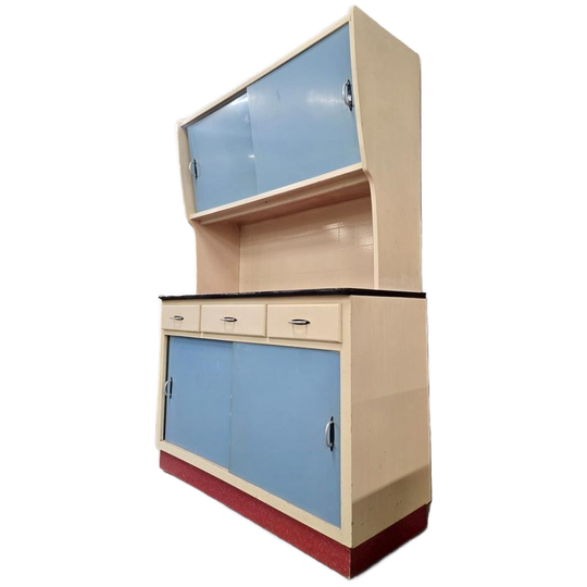 Vintage Pastelblauwe Kast / Keukenkast / Buffetkast 1