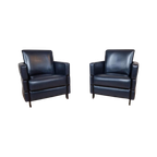 2X Gm Fauteuil - Blauw/Zwart - Leder - Design thumbnail 1