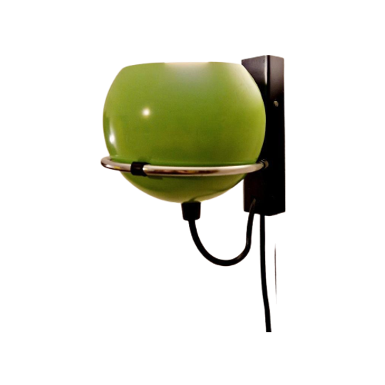 70'S Vintage Wandlamp Bollampje Groene Lamp 1