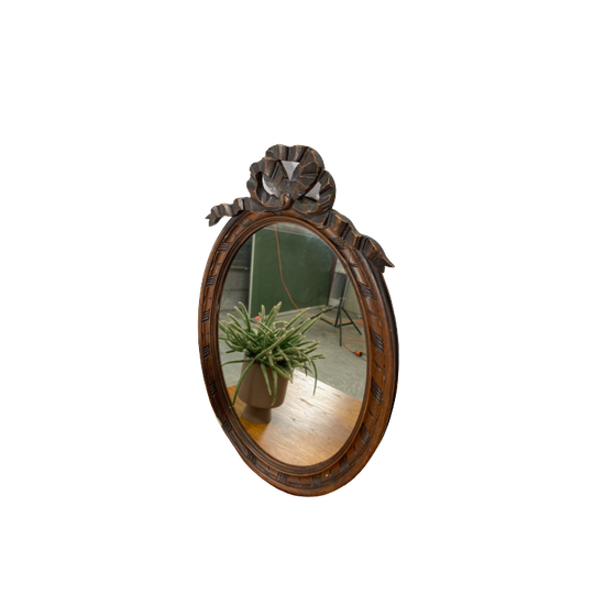 Vintage Oude Houten Spiegel Met Strik 1