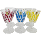 Set Vintage Vmc France Reims Champagne Glazen Harlequin 1960’s Nieuw thumbnail 1