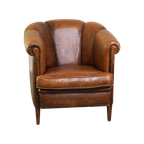 Unieke Vintage Schapenleren Clubfauteuil Met Een Uitzonderlijk Design thumbnail 1