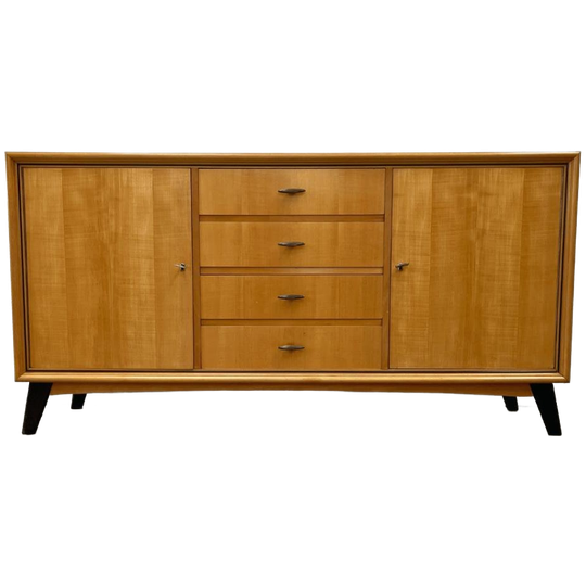Vintage Dressoir Van Hout(fineer) Met 2 Deurtjes En 4 Lades 1