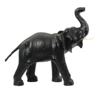 Grote Vintage Lederen Olifant Omersa Stijl Beeld Sculptuur 50cm