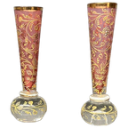 Paar Miniatuur Verzamelvazen ​​Moser Cranberry. thumbnail 1
