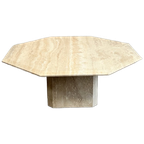 Vintage Achthoekige Travertin Salontafel, 1970’s thumbnail 1