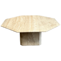 Vintage Achthoekige Travertin Salontafel, 1970’s