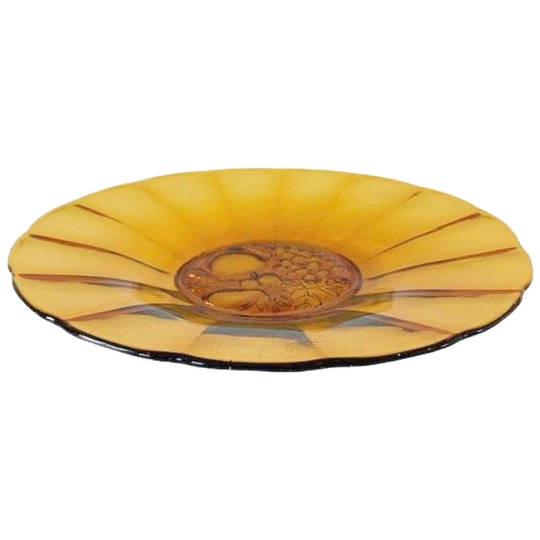 Art Deco Luxval Schaal Amber Glas 1930’s 1