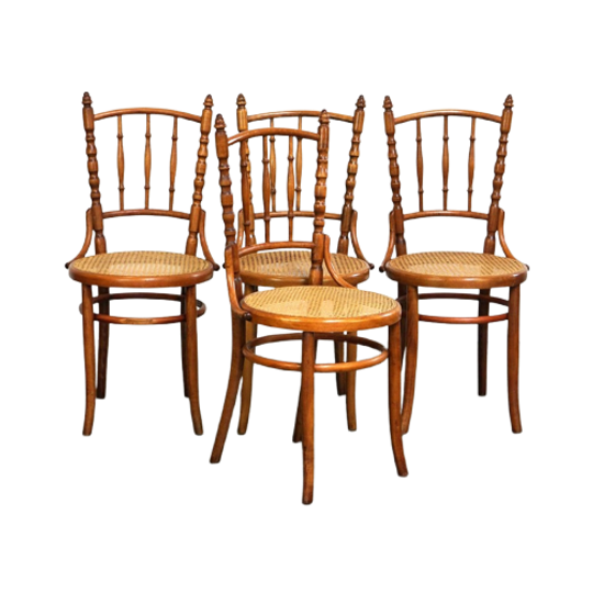 Set Van 4 Originele En Antieke Thonet Bistro Stoelen Met Een Fantastische Uitstraling 1