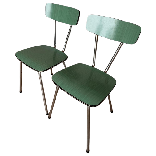 Set Van 2 Vintage Groene Formica Stoelen