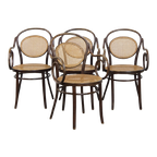 Zeer Elegante, Karaktervolle En Sierlijke Set Van 4 Art Nouveau Thonet Design Bistro Stoelen thumbnail 1