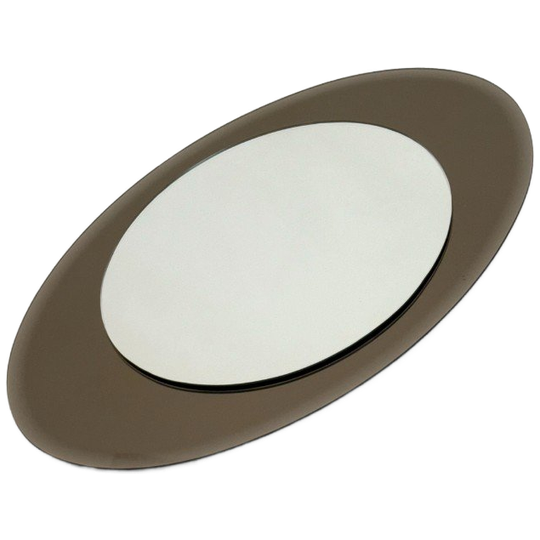 Italiaanse Vintage Ovale Spiegel Met Taupe Getint Glas 1