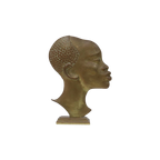 Solid Brass Sculpture African Woman 1950S thumbnail 1