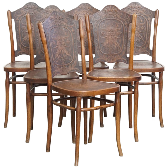 Set Van 6 Originele Antieke Jacob En Josef Kohn Bentwood Design Thonet Stoelen Uit Begin 20e Eeuw 1