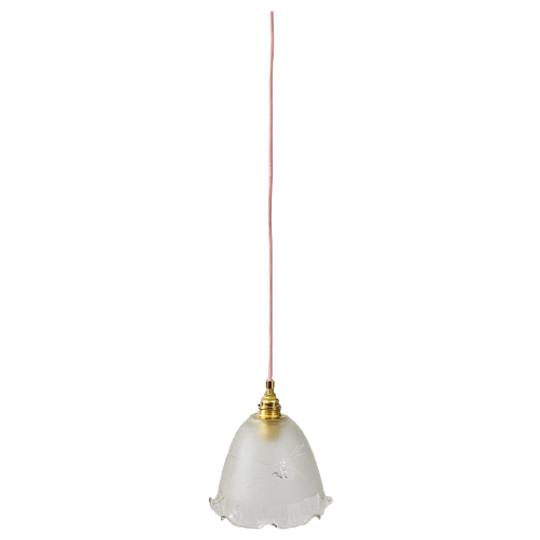 Vintage Hanglampje Doorzichtig Glas Bloemen 1