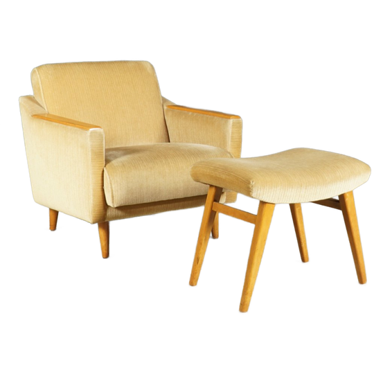 Vintage Fauteuil Met Hocker – Jaren 60 1