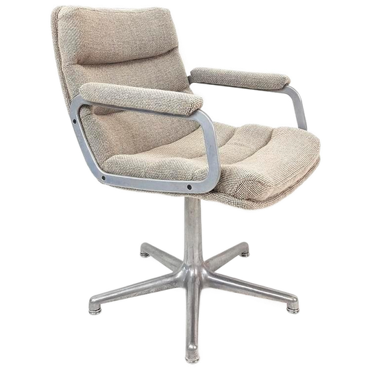 Vintage Artifort Bureaustoel | Draai Fauteuil Beige Zand Wol 1