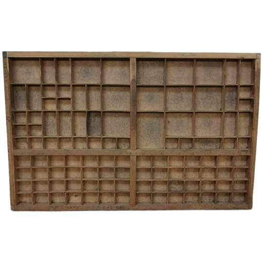 Brocante, Bruine Antieke Houten Letterbak, Wanddecoratie G 1