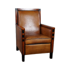 Waanzinnig Vormgegeven Schapenleren Art Deco Design Fauteuil thumbnail 1