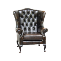 Mooie Donkerbruine Vintage Rundleren Chesterfield Oorfauteuil Met Een Mooi Patina