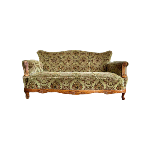 Vintage Gebloemde Barok Zetel / Canapé / Sofa