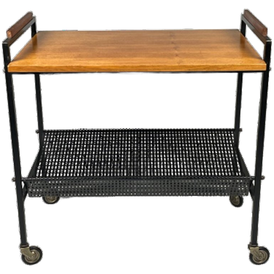 Vintage Trolley/bijzettafel Met Lectuurbak, 1970's Nederland 1