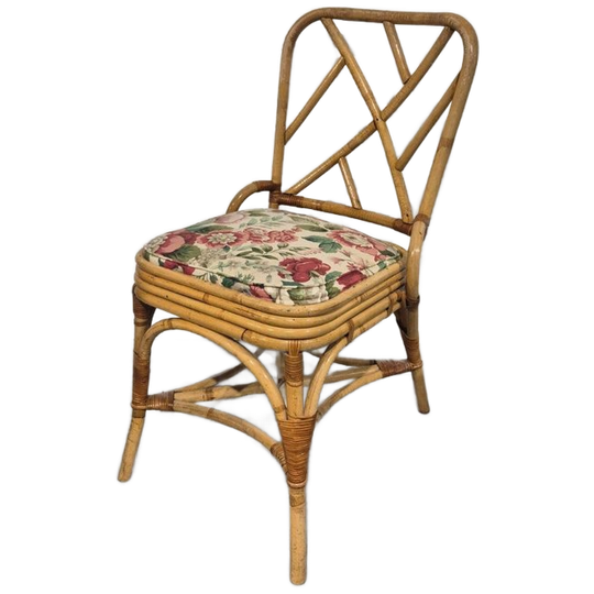 Vintage Bamboe Chippendale Stoel. 1