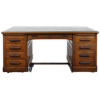 Klassiek En Functioneel Groot Antiek Bureau/ Partner Desk In Engelse Stijl thumbnail 1