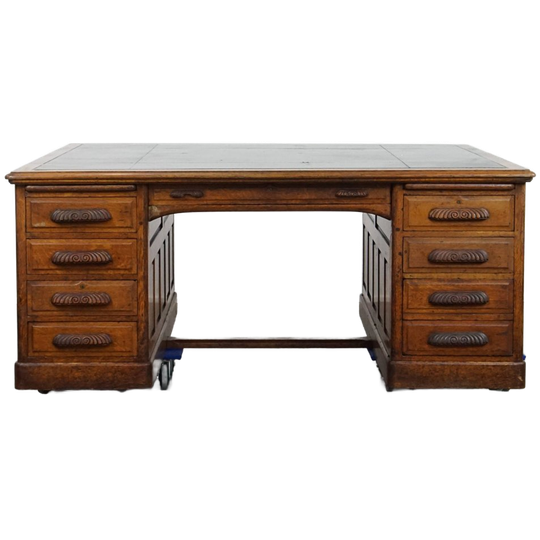 Klassiek En Functioneel Groot Antiek Bureau/ Partner Desk In Engelse Stijl 1