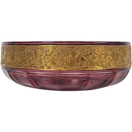 Art Nouveau Glazen Kom Moser Karlsbad 1920 Amethist Schaal 1