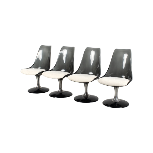 Set Van 4 Lucite Tulip Stoelen Door Chromcraft 70320