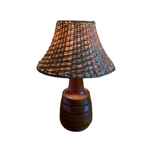 Vintage Teakhouten Tafellamp