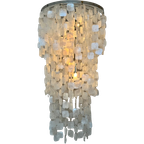 Xxxl Capiz Schelpen Hanglamp Parelmoer Opaline Lamp Chrome Frame thumbnail 1